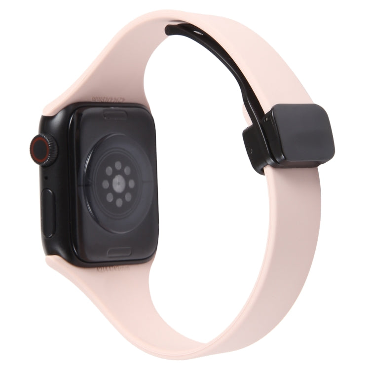 For Apple Watch 6 40mm Magnetic Buckle Slim Silicone Watch Band(Pink) - Watch Bands by PMC Jewellery | Online Shopping South Africa | PMC Jewellery