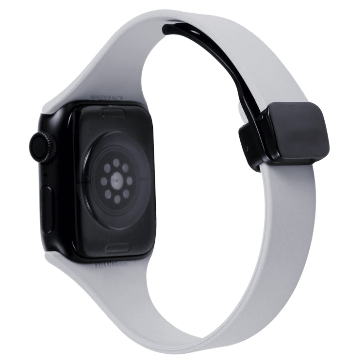 For Apple Watch 6 40mm Magnetic Buckle Slim Silicone Watch Band(Light Grey) - Watch Bands by PMC TechLife | Online Shopping South Africa | PMC TechLife