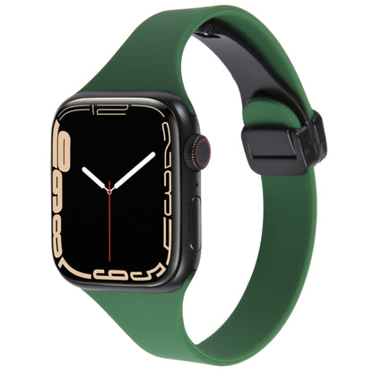 For Apple Watch 6 44mm Magnetic Buckle Slim Silicone Watch Band(Alfalfa Grass) - Watch Bands by PMC Jewellery | Online Shopping South Africa | PMC Jewellery