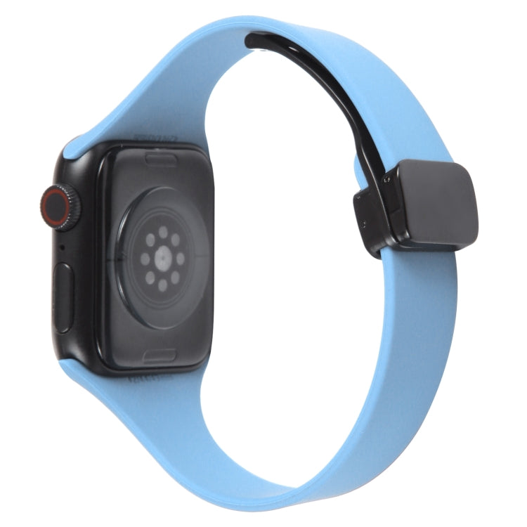For Apple Watch 5 44mm Magnetic Buckle Slim Silicone Watch Band(Light Blue) - Watch Bands by PMC TechLife | Online Shopping South Africa | PMC TechLife