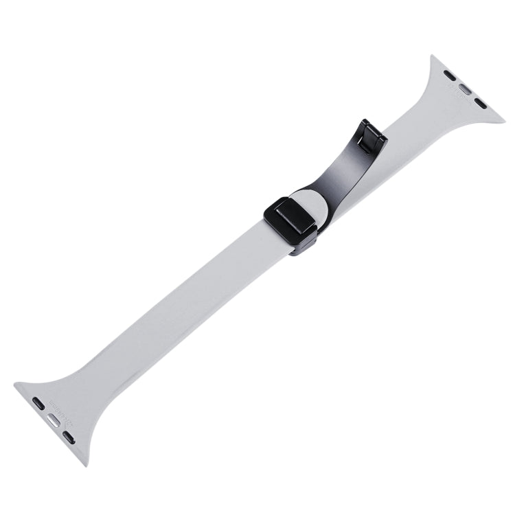 For Apple Watch 5 44mm Magnetic Buckle Slim Silicone Watch Band(Light Grey) - Watch Bands by PMC TechLife | Online Shopping South Africa | PMC TechLife