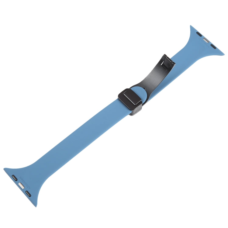 For Apple Watch 4 40mm Magnetic Buckle Slim Silicone Watch Band(Blue) - Watch Bands by PMC TechLife | Online Shopping South Africa | PMC TechLife