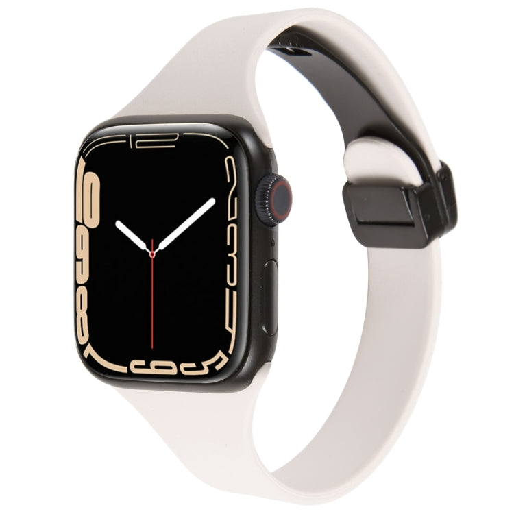 For Apple Watch 3 38mm Magnetic Buckle Slim Silicone Watch Band(Starlight) - Watch Bands by PMC TechLife | Online Shopping South Africa | PMC TechLife