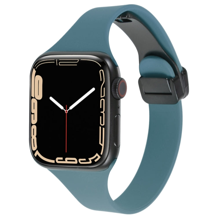 For Apple Watch 3 42mm Magnetic Buckle Slim Silicone Watch Band(Light Green) - Watch Bands by PMC Jewellery | Online Shopping South Africa | PMC Jewellery