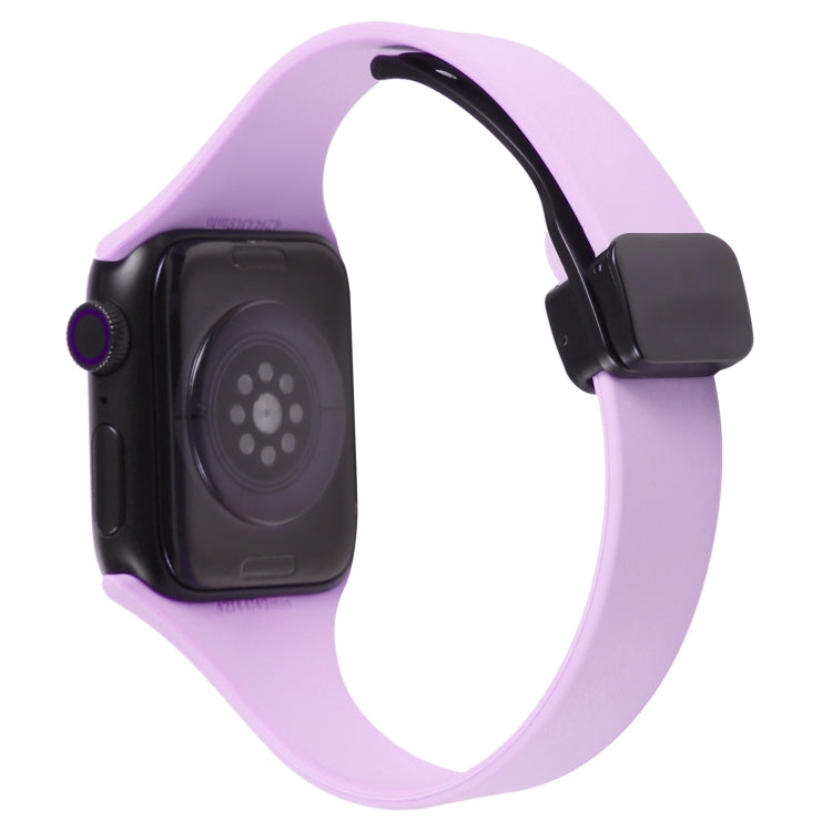 For Apple Watch 2 42mm Magnetic Buckle Slim Silicone Watch Band(Lavender) - Watch Bands by PMC Jewellery | Online Shopping South Africa | PMC Jewellery