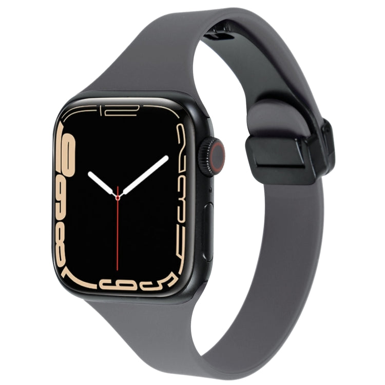 For Apple Watch 42mm Magnetic Buckle Slim Silicone Watch Band(Starry Grey) - Watch Bands by PMC TechLife | Online Shopping South Africa | PMC TechLife