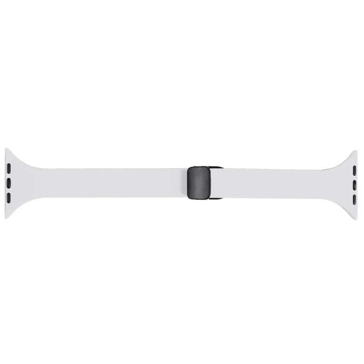 For Apple Watch 42mm Magnetic Buckle Slim Silicone Watch Band(White) - Watch Bands by PMC Jewellery | Online Shopping South Africa | PMC Jewellery