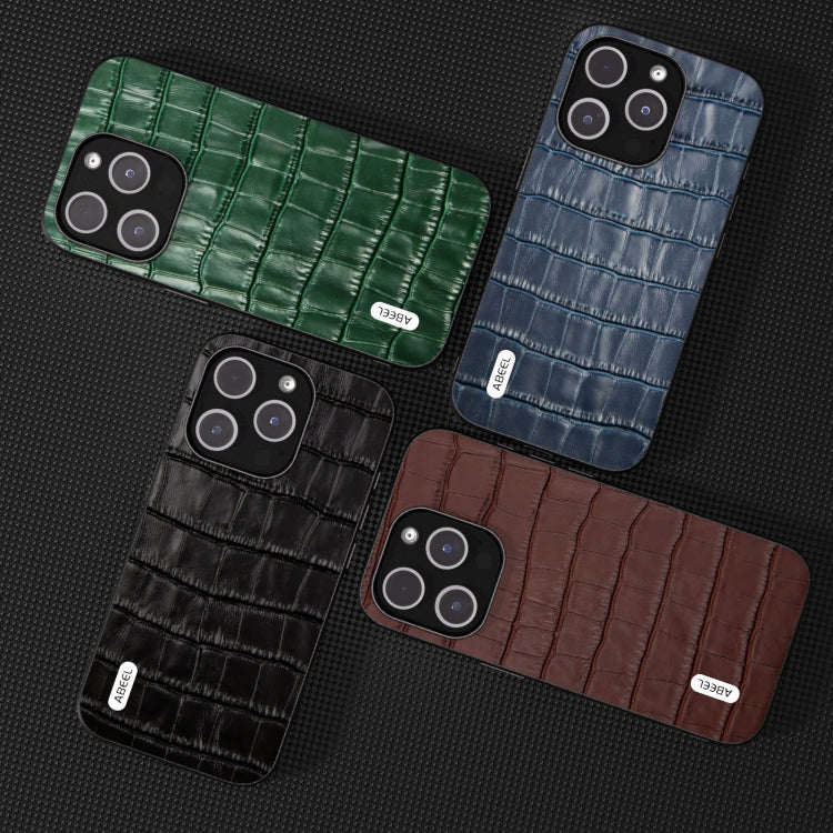 For iPhone 14 Pro ABEEL Crocodile Texture Genuine Leather Phone Case(Brown) - free shipping - PMC TechLife - Order now!