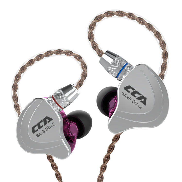 CCA CCA-C10 3.5mm Gold Plated Plug Ten Unit Hybrid Wire-controlled In-ear Earphone, Type:without Mic(Streamer Purple) - free shipping - PMC TechLife - Order now!