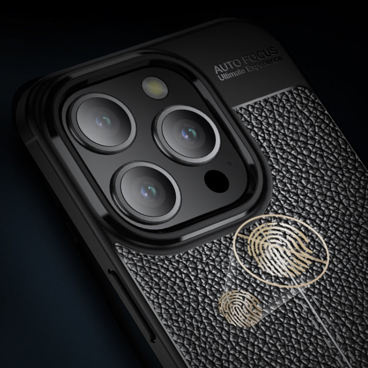 For iPhone 15 Pro Max Litchi Texture Shockproof TPU Phone Case(Blue) - free shipping - PMC TechLife - Order now!