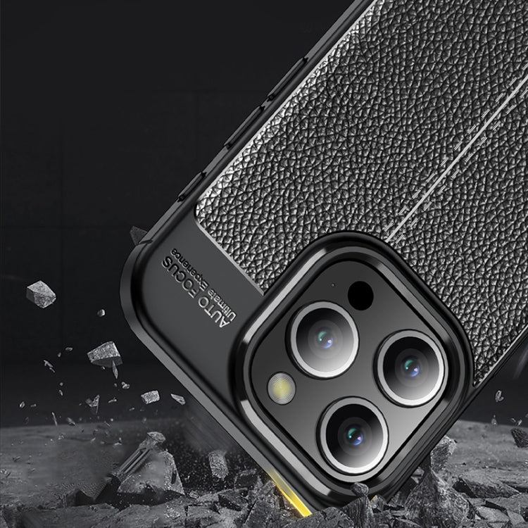 For iPhone 15 Pro Litchi Texture Shockproof TPU Phone Case(Blue) - free shipping - PMC TechLife - Order now!