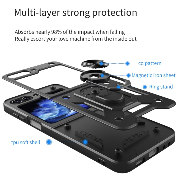 For Samsung Galaxy Z Flip5 Armor Magnetic Bracket TPU+PC Phone Case(Blue) - free shipping - PMC TechLife - Order now!