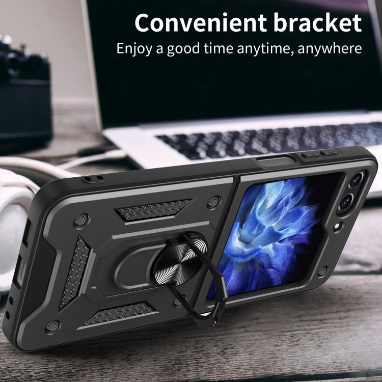 For Samsung Galaxy Z Flip5 Armor Magnetic Bracket TPU+PC Phone Case(Blue) - free shipping - PMC TechLife - Order now!