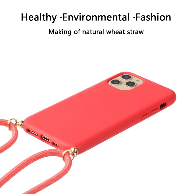 For iPhone 15 Pro Max Wheat Straw Material + TPU Phone Case with Lanyard(Red) - iPhone 15 Pro Max Cases by PMC Jewellery | Online Shopping South Africa | PMC Jewellery