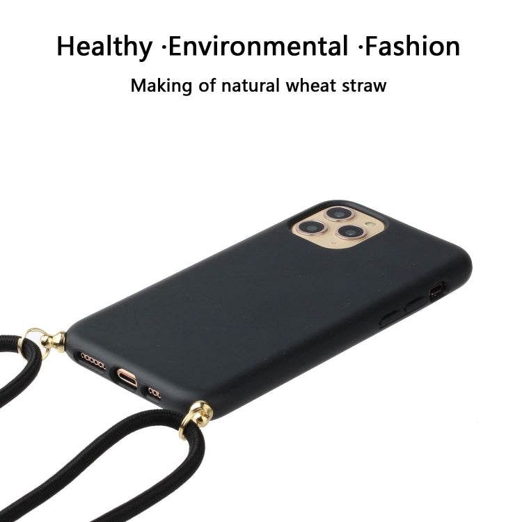 For iPhone 15 Pro Wheat Straw Material + TPU Phone Case with Lanyard(Black) - free shipping - PMC TechLife - Order now!