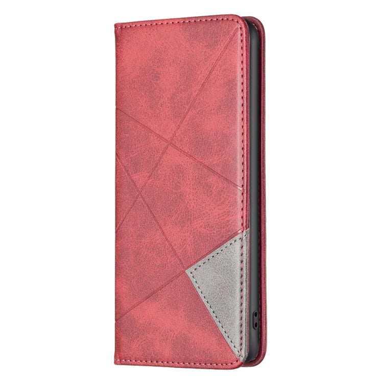 For iPhone 15 Pro Max Rhombus Texture Magnetic Leather Phone Case(Red) - iPhone 15 Pro Max Cases by PMC Jewellery | Online Shopping South Africa | PMC Jewellery