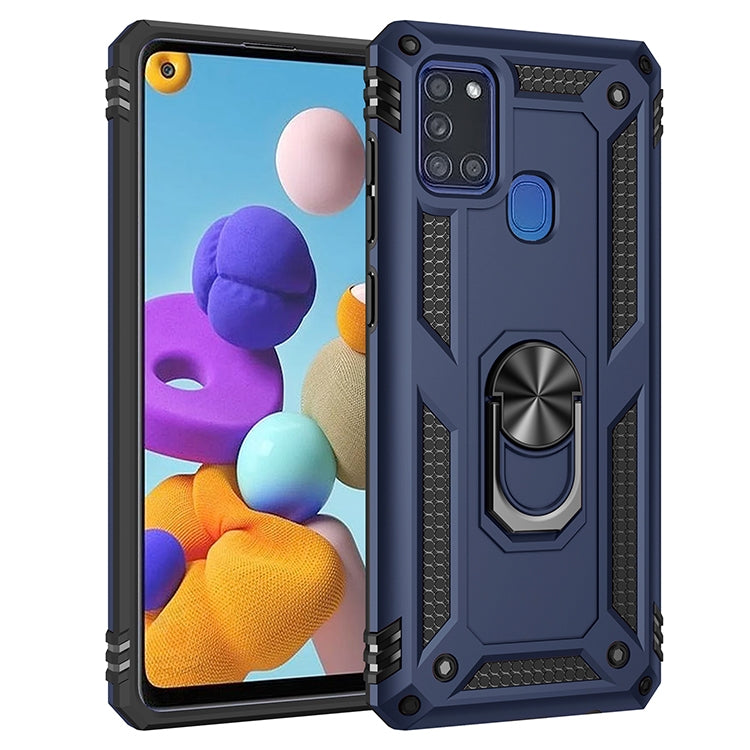 For Samsung Galaxy A21s Shockproof TPU + PC Protective Case with 360 Degree Rotating Holder(Blue) - Galaxy Phone Cases by PMC Jewellery | Online Shopping South Africa | PMC Jewellery