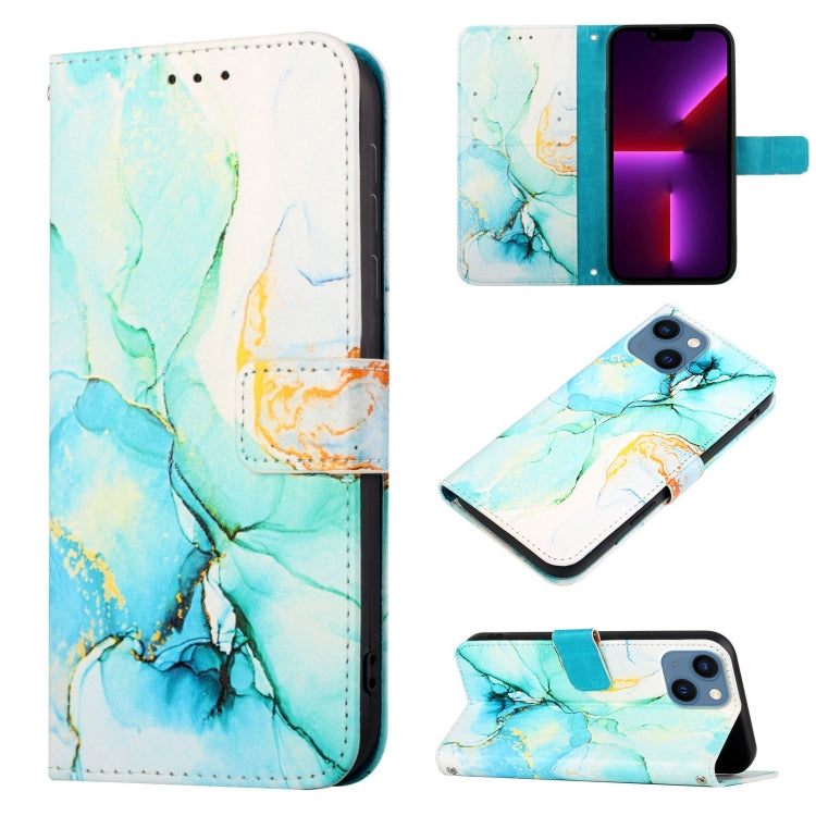 For iPhone 15 Plus PT003 Marble Pattern Flip Leather Phone Case(Green) - free shipping - PMC TechLife - Order now!