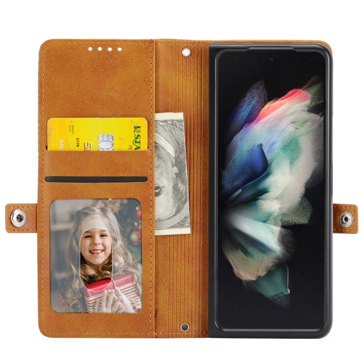 For Samsung Galaxy Z Fold5 Cubic Grid Calf Texture Magnetic Leather Phone Case(Yellow) - free shipping - PMC TechLife - Order now!