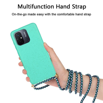 For Xiaomi Redmi 12C Wheat Straw Material + TPU Phone Case with Lanyard(Green) - Xiaomi Cases by PMC Jewellery | Online Shopping South Africa | PMC Jewellery