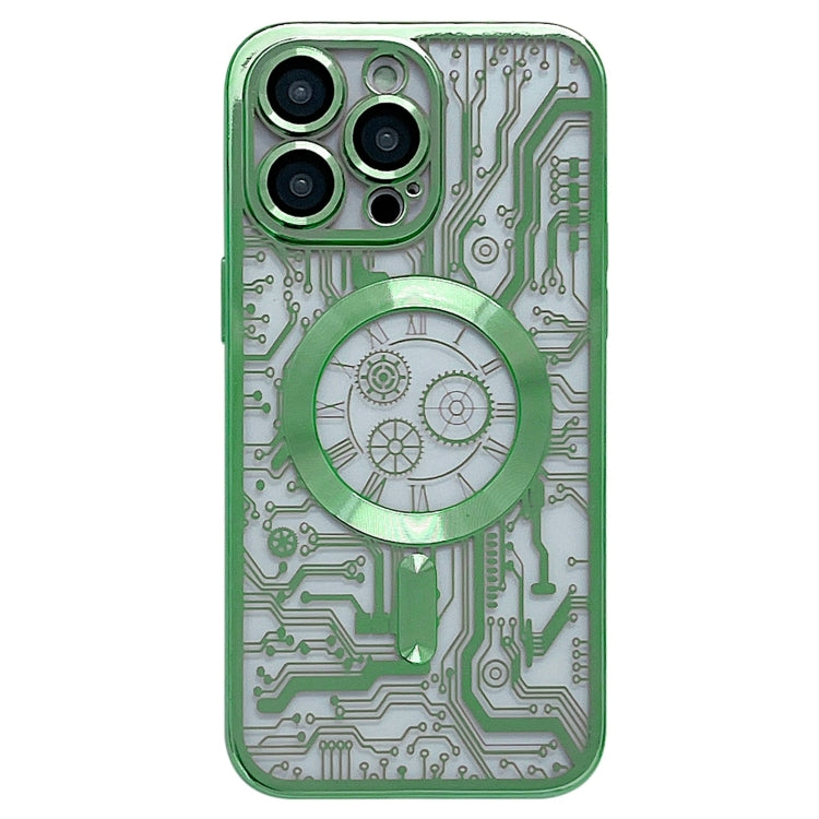 For iPhone 14 Pro Electroplated Circuit Board Pattern MagSafe Phone Case(Green) - free shipping - PMC TechLife - Order now!