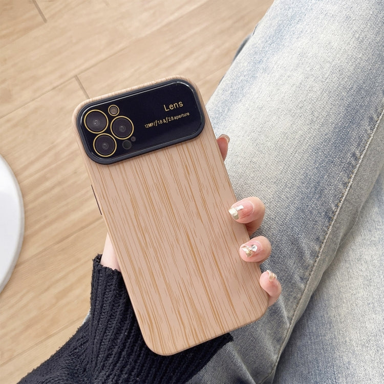 For iPhone 13 Pro Wood Grain TPU Phone Case with Lens Film(Khaki) - iPhone 13 Pro Cases by PMC Jewellery | Online Shopping South Africa | PMC Jewellery