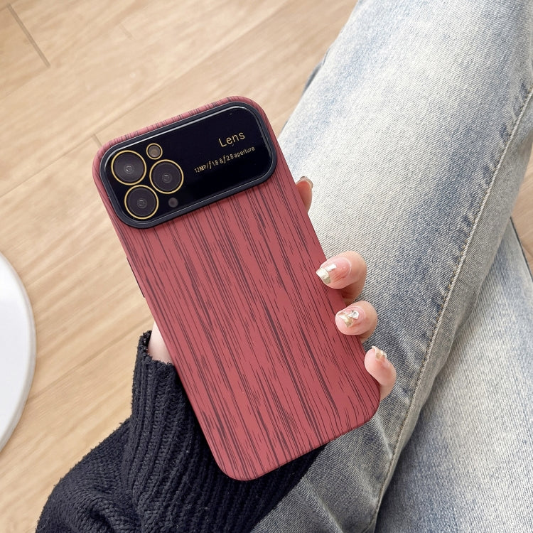 For iPhone 11 Pro Wood Grain TPU Phone Case with Lens Film(Red) - iPhone 11 Pro Cases by PMC TechLife | Online Shopping South Africa | PMC TechLife