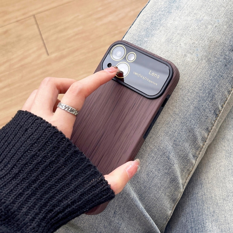 For iPhone 12 Pro Max Wood Grain TPU Phone Case with Lens Film(Beige) - iPhone 12 Pro Max Cases by PMC TechLife | Online Shopping South Africa | PMC TechLife