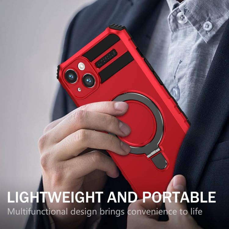 For iPhone 14 MagSafe Magnetic Holder Phone Case(Red) - iPhone 14 Cases by PMC TechLife | Online Shopping South Africa | PMC TechLife | Buy Now Pay Later Mobicred