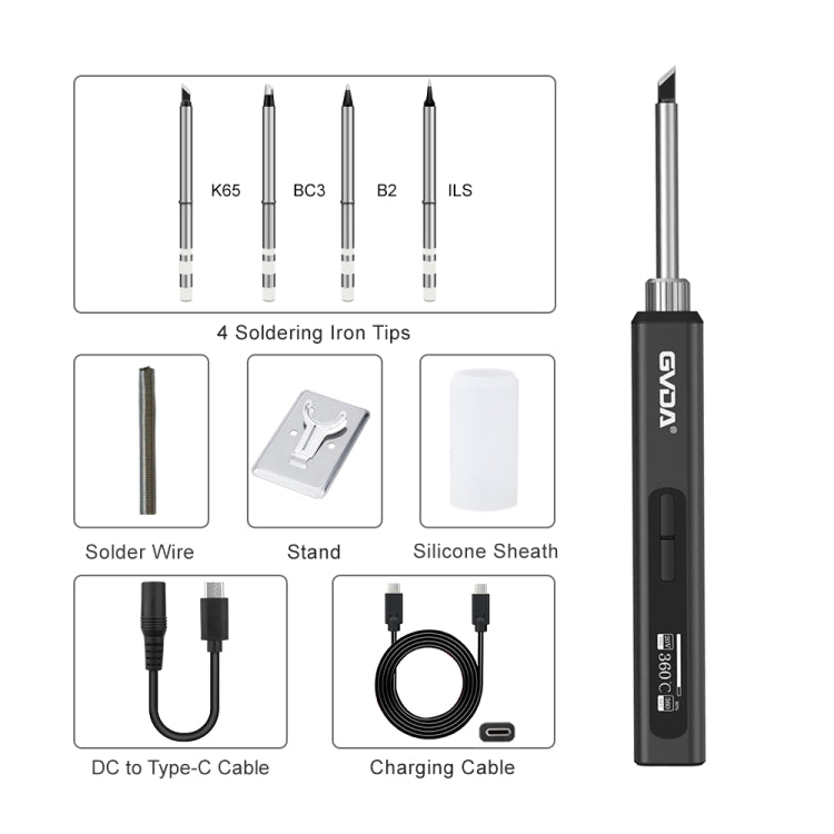 GVDA GD300 Intelligent Internal Heating Digital Display Constant Temperature Maintenance Electric Soldering Iron with 4 Tips - free shipping - PMC TechLife - Order now!