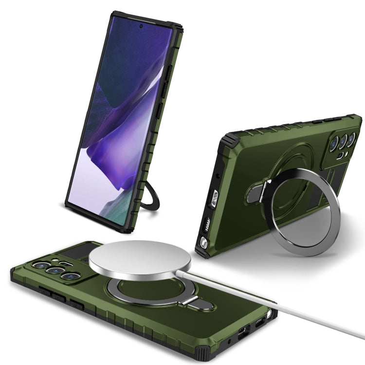 For Samsung Galaxy Note20 Ultra MagSafe Magnetic Holder Phone Case(Green) - Galaxy Note20 Ultra Cases by PMC TechLife | Online Shopping South Africa | PMC TechLife