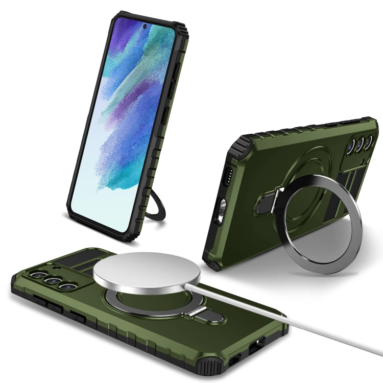 For Samsung Galaxy S21 FE 5G MagSafe Magnetic Holder Phone Case(Green) - free shipping - PMC TechLife - Order now!