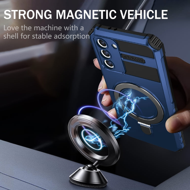 For Samsung Galaxy S21 5G MagSafe Magnetic Holder Phone Case(Blue) - Galaxy S21 5G Cases by PMC TechLife | Online Shopping South Africa | PMC TechLife