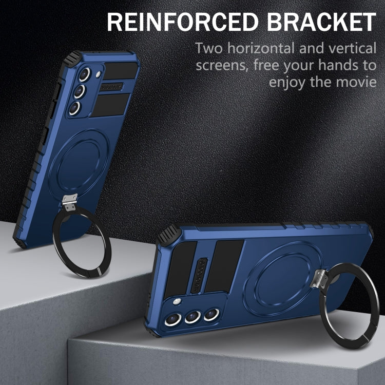 For Samsung Galaxy S21 5G MagSafe Magnetic Holder Phone Case(Blue) - Galaxy S21 5G Cases by PMC TechLife | Online Shopping South Africa | PMC TechLife