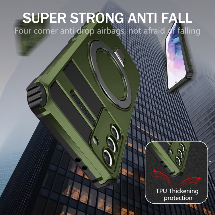 For Samsung Galaxy S21+ 5G MagSafe Magnetic Holder Phone Case(Green) - Galaxy S21+ 5G Cases by PMC TechLife | Online Shopping South Africa | PMC TechLife