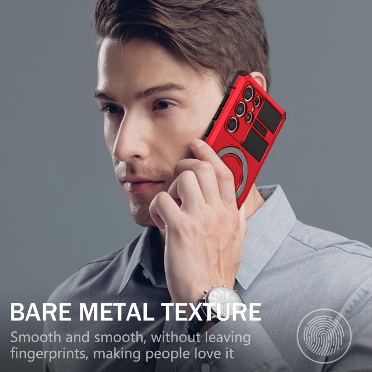 For Samsung Galaxy S22 Ultra 5G MagSafe Magnetic Holder Phone Case(Red) - Galaxy S22 Ultra 5G Cases by PMC TechLife | Online Shopping South Africa | PMC TechLife | Buy Now Pay Later Mobicred