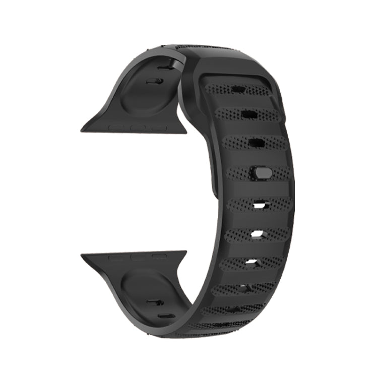 For Apple Watch 3 42mm Dot Texture Fluororubber Watch Band(Black) - Watch Bands by PMC Jewellery | Online Shopping South Africa | PMC Jewellery