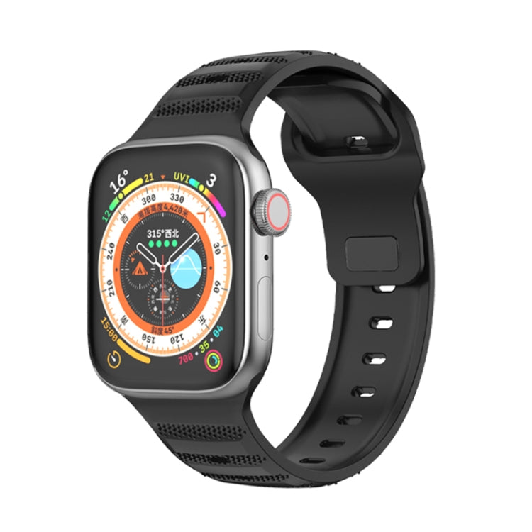For Apple Watch 42mm Dot Texture Fluororubber Watch Band(Black) - Watch Bands by PMC TechLife | Online Shopping South Africa | PMC TechLife