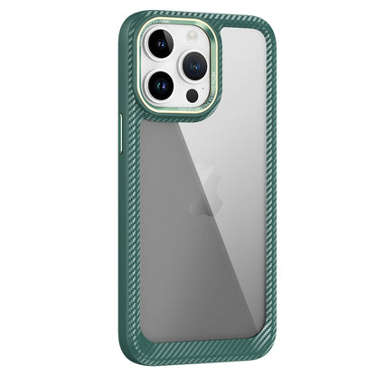 For iPhone 13 Pro Max Carbon Fiber Transparent Back Panel Phone Case(Green) - iPhone 13 Pro Max Cases by PMC Jewellery | Online Shopping South Africa | PMC Jewellery