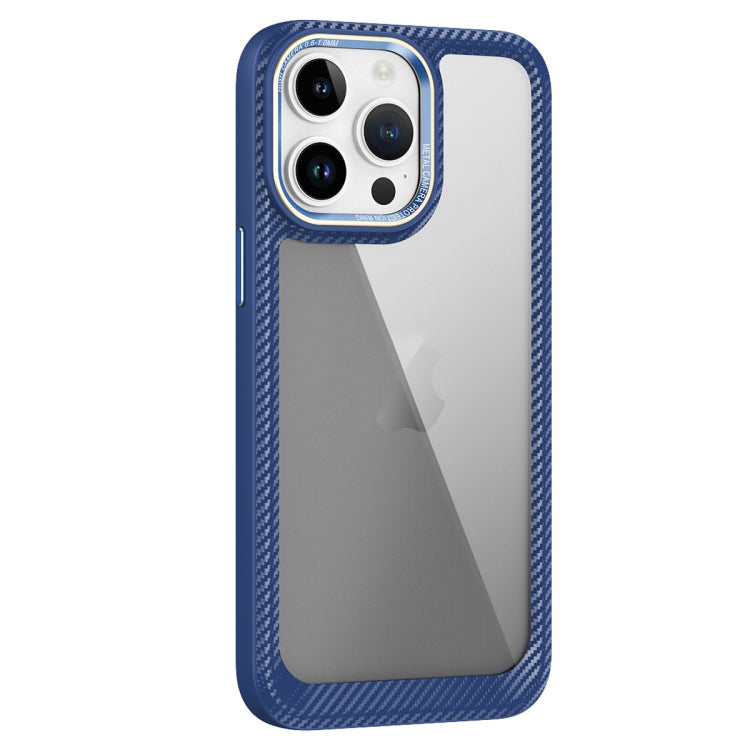 For iPhone 14 Pro Carbon Fiber Transparent Back Panel Phone Case(Blue) - free shipping - PMC TechLife - Order now!