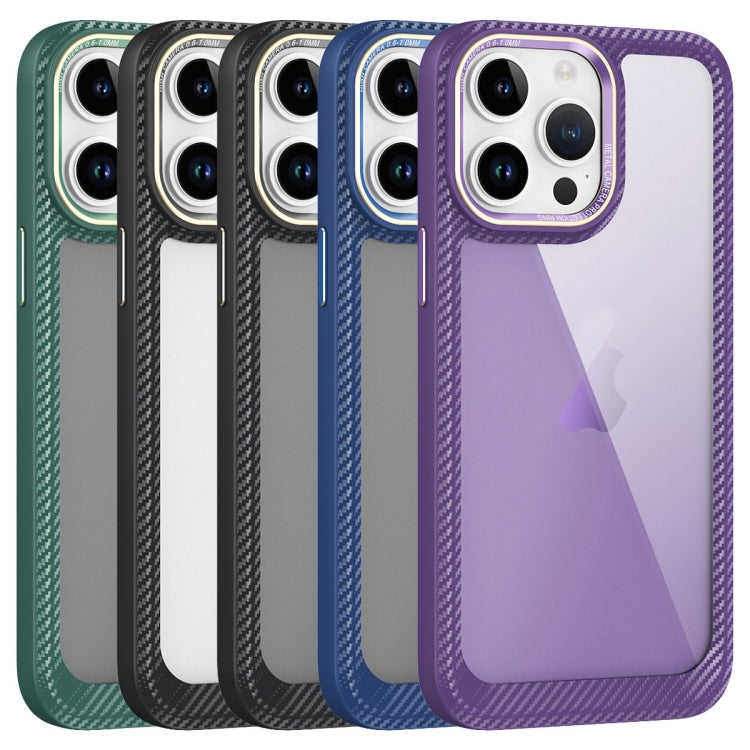 For iPhone 13 Pro Carbon Fiber Transparent Back Panel Phone Case(Purple) - iPhone 13 Pro Cases by PMC Jewellery | Online Shopping South Africa | PMC Jewellery