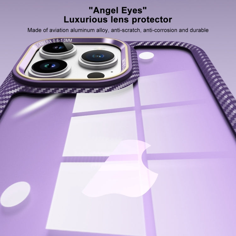 For iPhone 14 Pro Carbon Fiber Transparent Back Panel Phone Case(Blue) - free shipping - PMC TechLife - Order now!