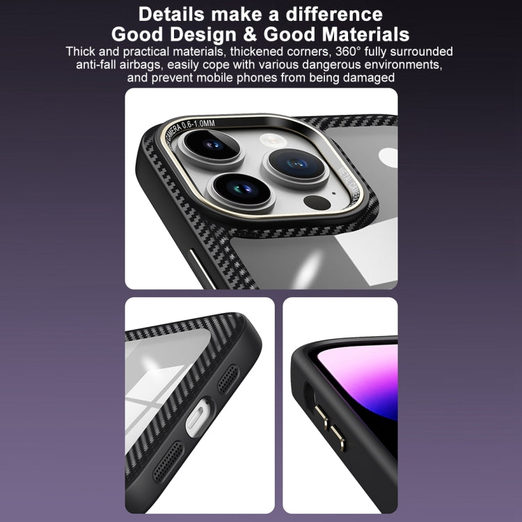 For iPhone 13 Carbon Fiber Transparent Back Panel Phone Case(Blue) - free shipping - PMC TechLife - Order now!
