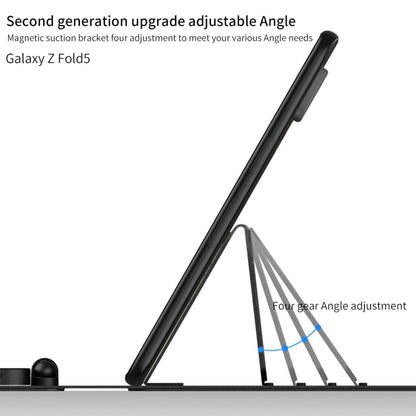 For Samsung Galaxy Z Fold5 GKK Gear Adjustment Bluetooth Keyboard Leather Case with Pen + Keyboard + Mouse + Case(Carbon Fibre) - Samsung Keyboard by GKK | Online Shopping South Africa | PMC Jewellery