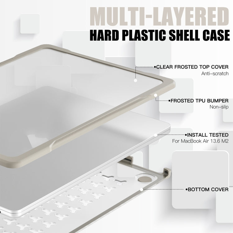 For MacBook Air 13.6 inch A2681 2022 Translucent Laptop Protective Case(Khaki) - MacBook Air Cases by PMC Jewellery | Online Shopping South Africa | PMC Jewellery