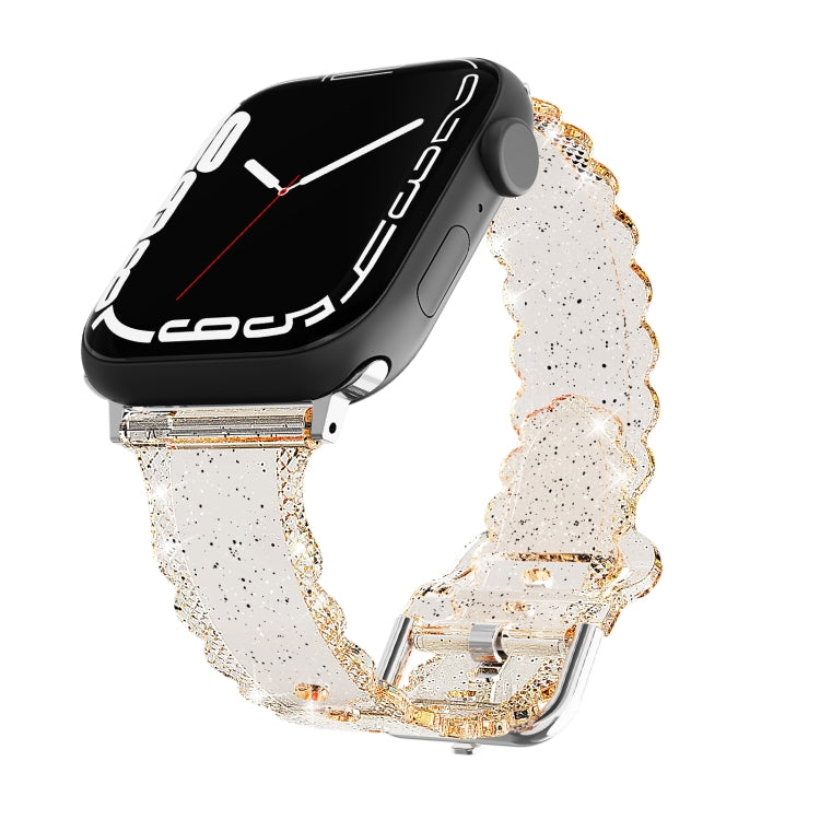 For Apple Watch 5 40mm Diamond Texture Lace Clear TPU Watch Band(Gold) - Watch Bands by PMC TechLife | Online Shopping South Africa | PMC TechLife