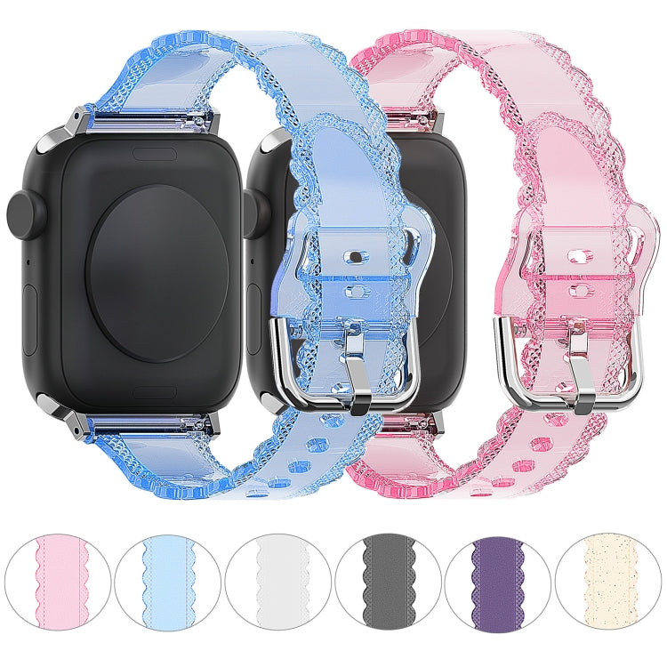 For Apple Watch 2 38mm Diamond Texture Lace Clear TPU Watch Band(Transparent) - Watch Bands by PMC TechLife | Online Shopping South Africa | PMC TechLife