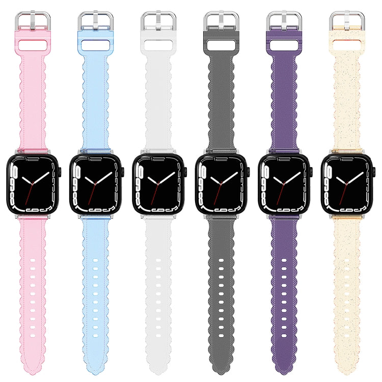 For Apple Watch 2 42mm Diamond Texture Lace Clear TPU Watch Band(Black) - Watch Bands by PMC TechLife | Online Shopping South Africa | PMC TechLife