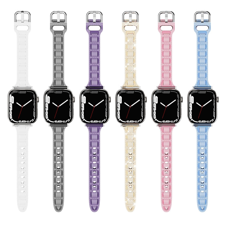 For Apple Watch 42mm Cube Airbag Clear TPU Watch Band(Gold) - Watch Bands by PMC Jewellery | Online Shopping South Africa | PMC Jewellery