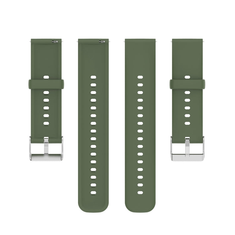 For Huawei Watch 4 / Watch 4 Pro Solid Color Silicone Stainless Steel Silver Buckle Watch Band(Dark Green) - Watch Bands by PMC Jewellery | Online Shopping South Africa | PMC Jewellery